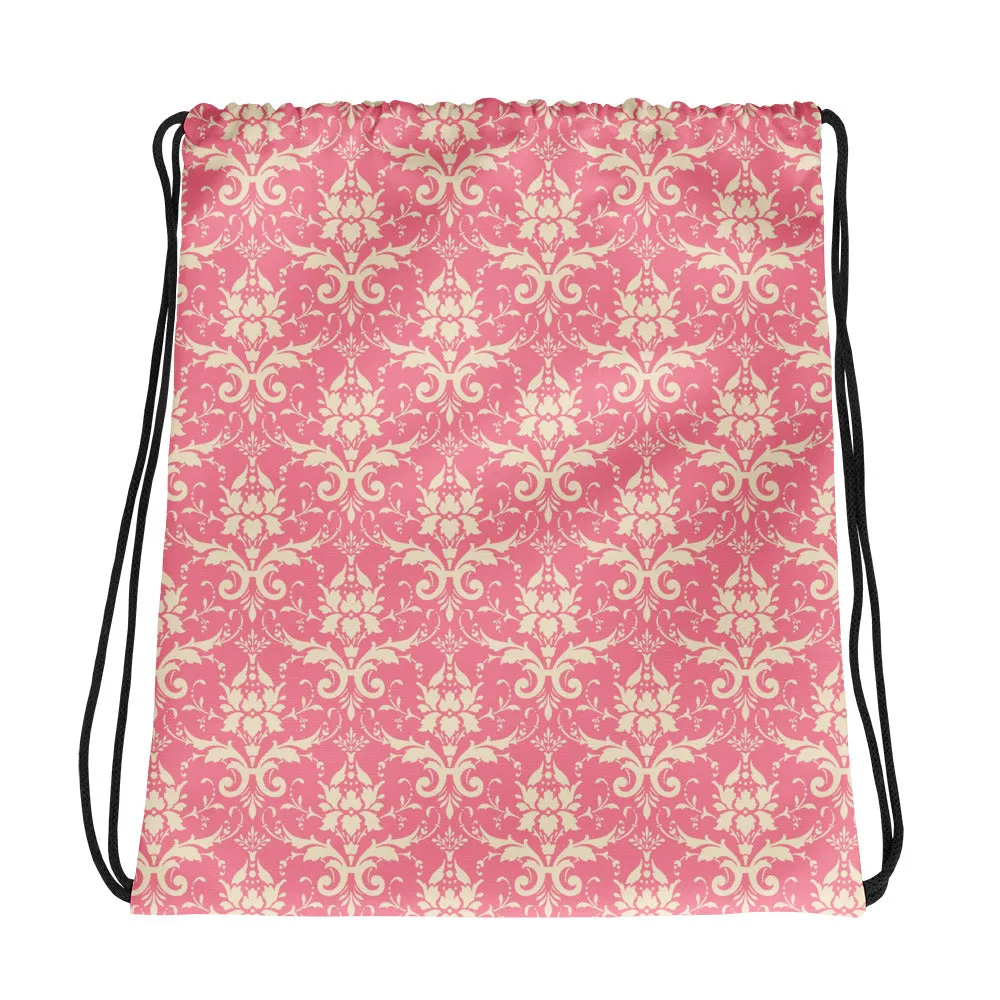 Pink Shabby Chic Floral Drawstring bag