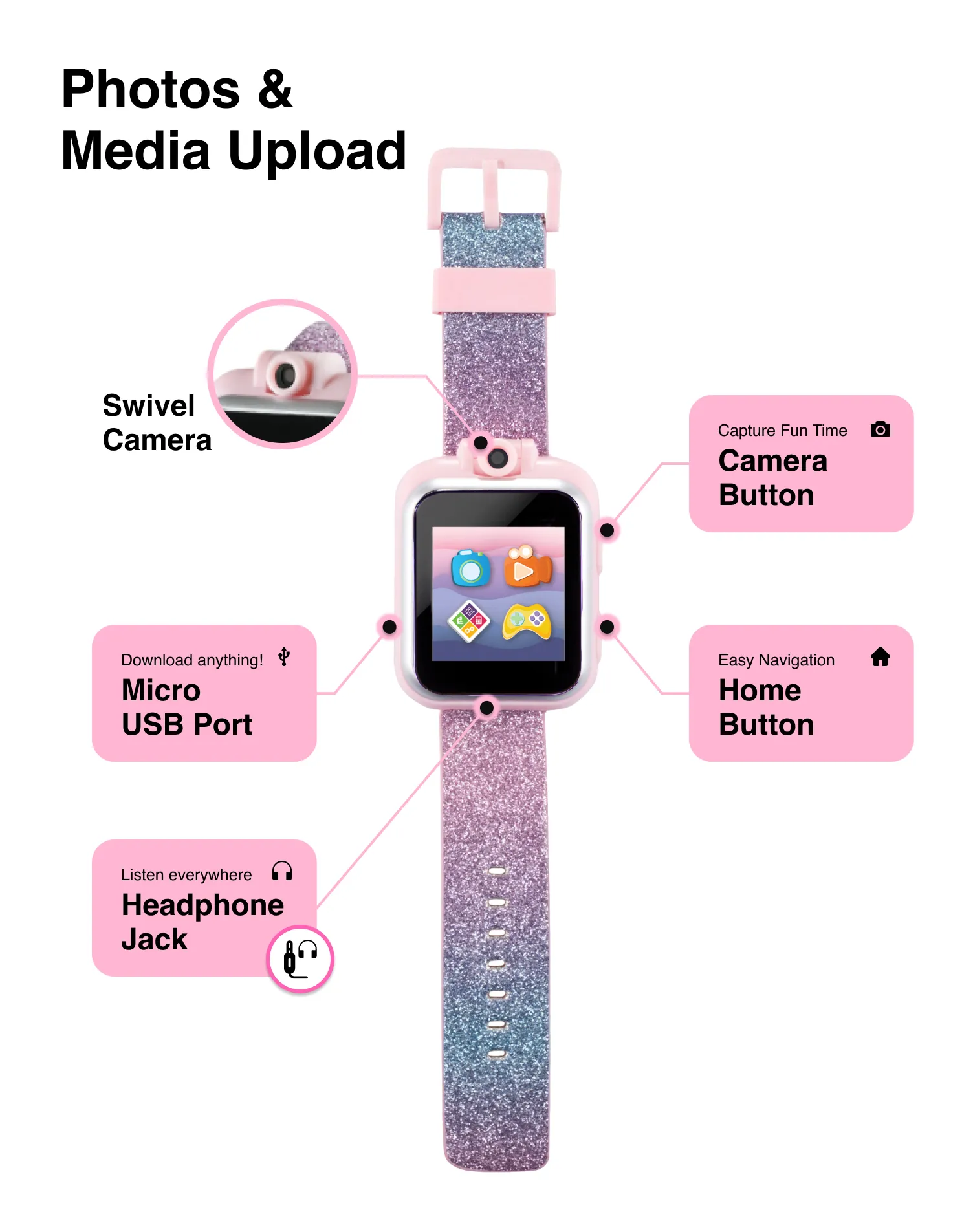 PlayZoom 2 Kids Smartwatch with Headphones: Multi Fuzzy Unicorn