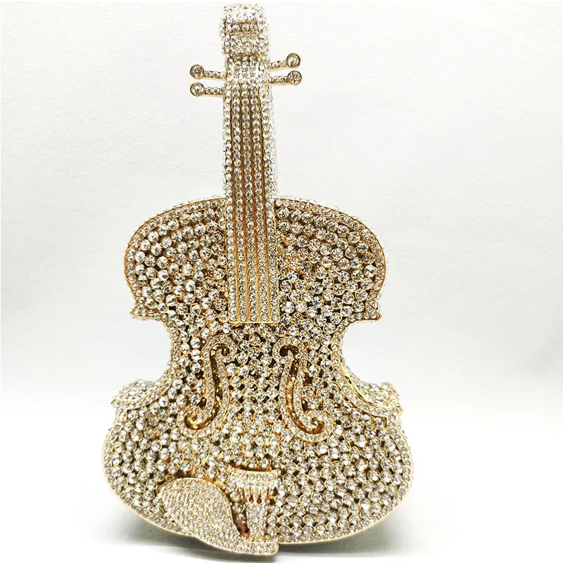 Pre Order:  Violin-Shape Rhinestone Clutch Bag