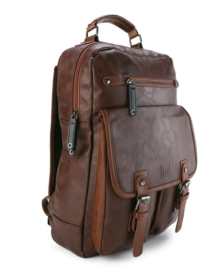 Pu Utility Large Backpack - Dark Brown