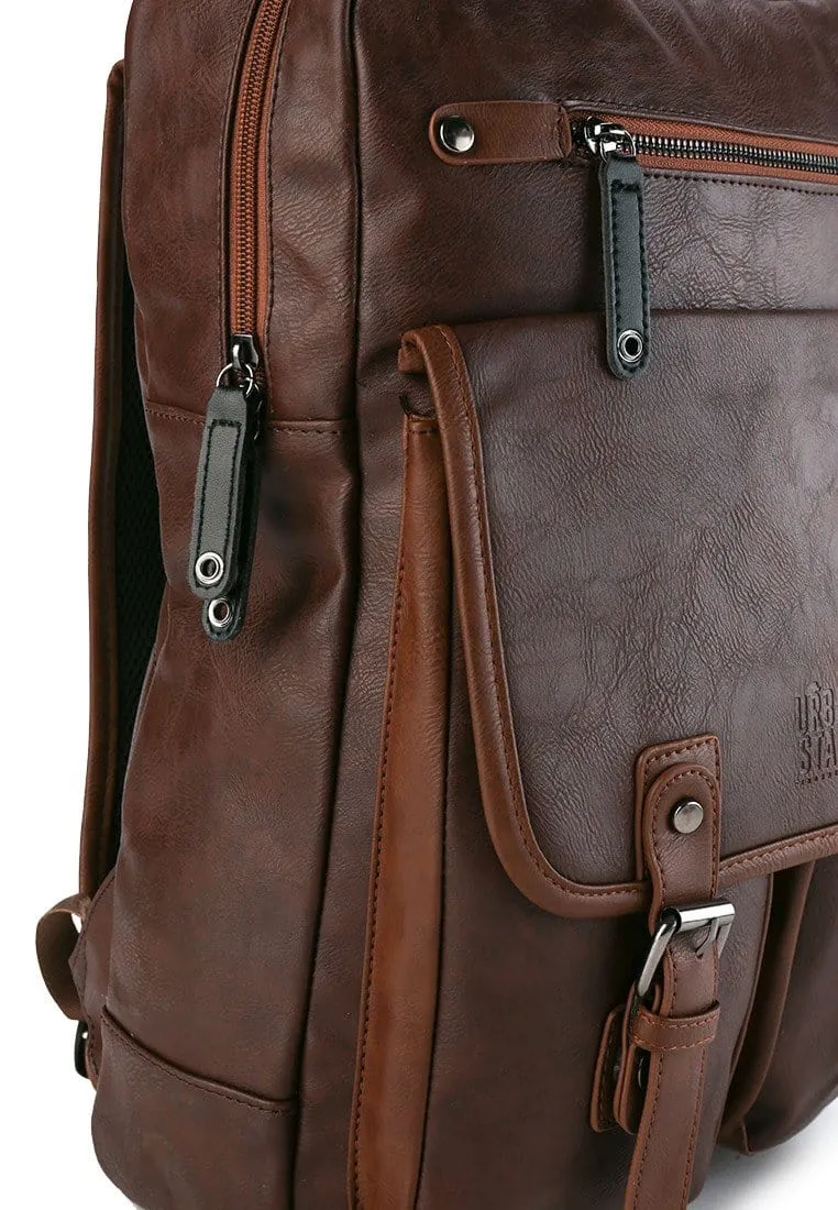 Pu Utility Large Backpack - Dark Brown