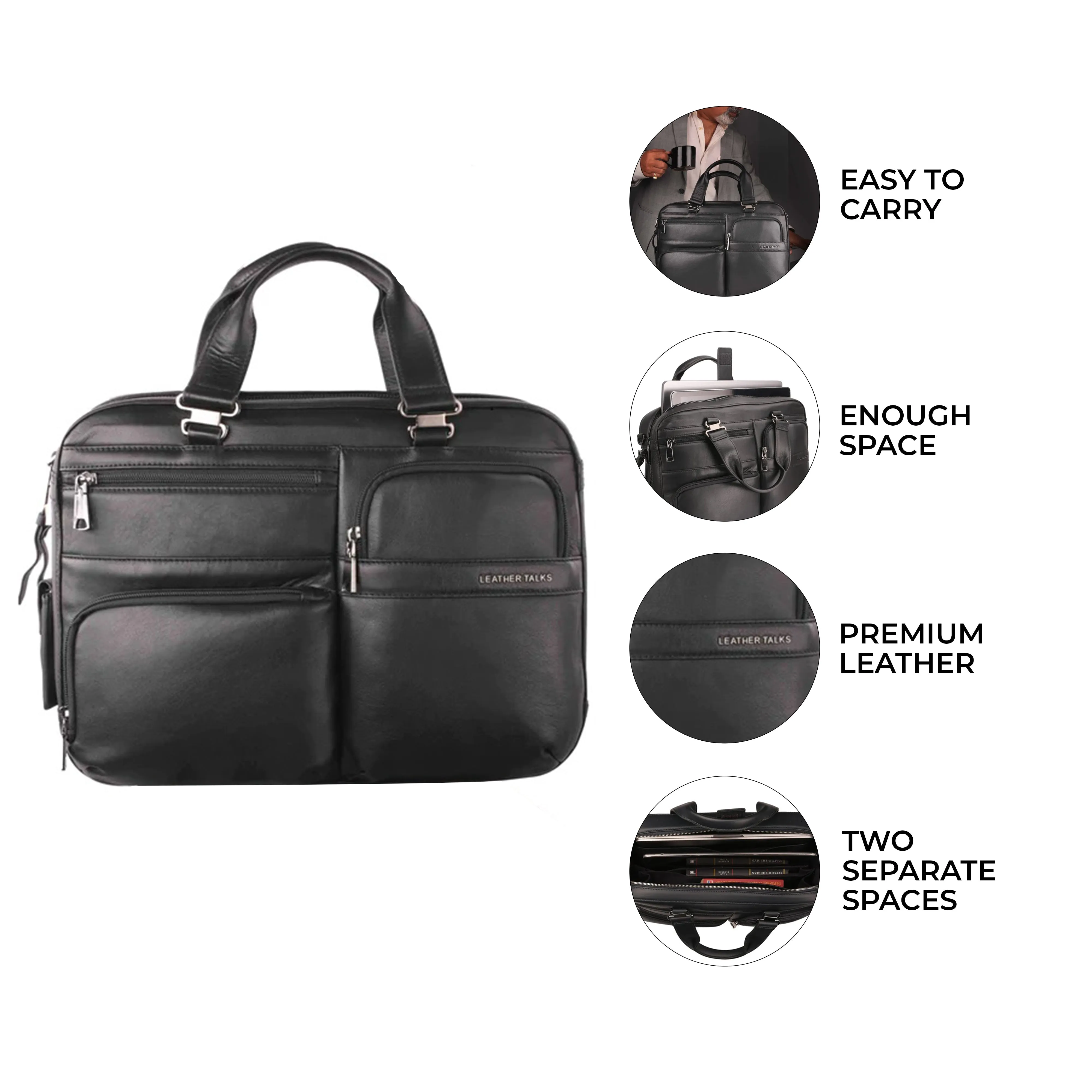 Ready to Ship Luxury Corporate Gift | Jacob Folio Bag | Leather Briefcase for Men | Genuine Leather| Colour: Black