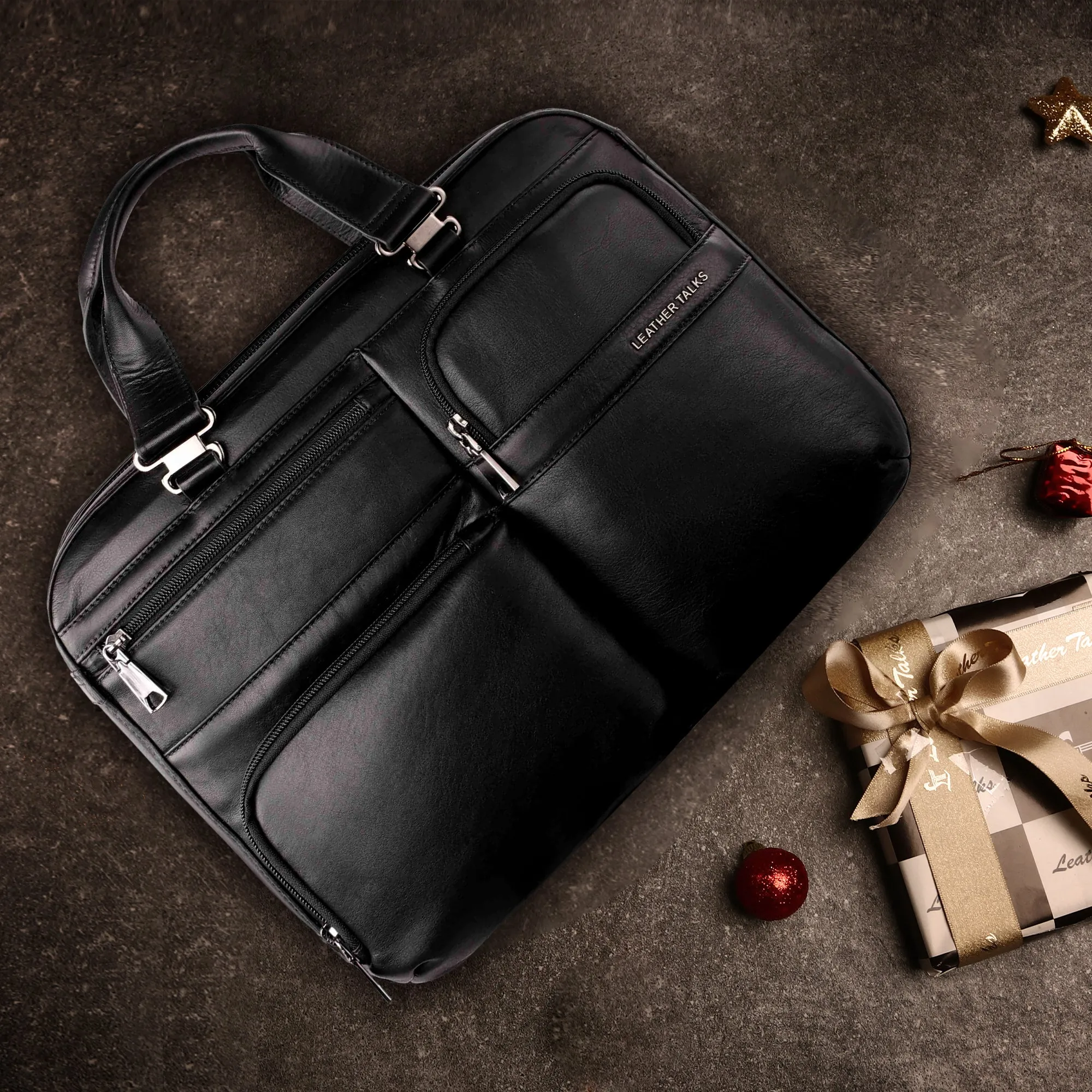 Ready to Ship Luxury Corporate Gift | Jacob Folio Bag | Leather Briefcase for Men | Genuine Leather| Colour: Black