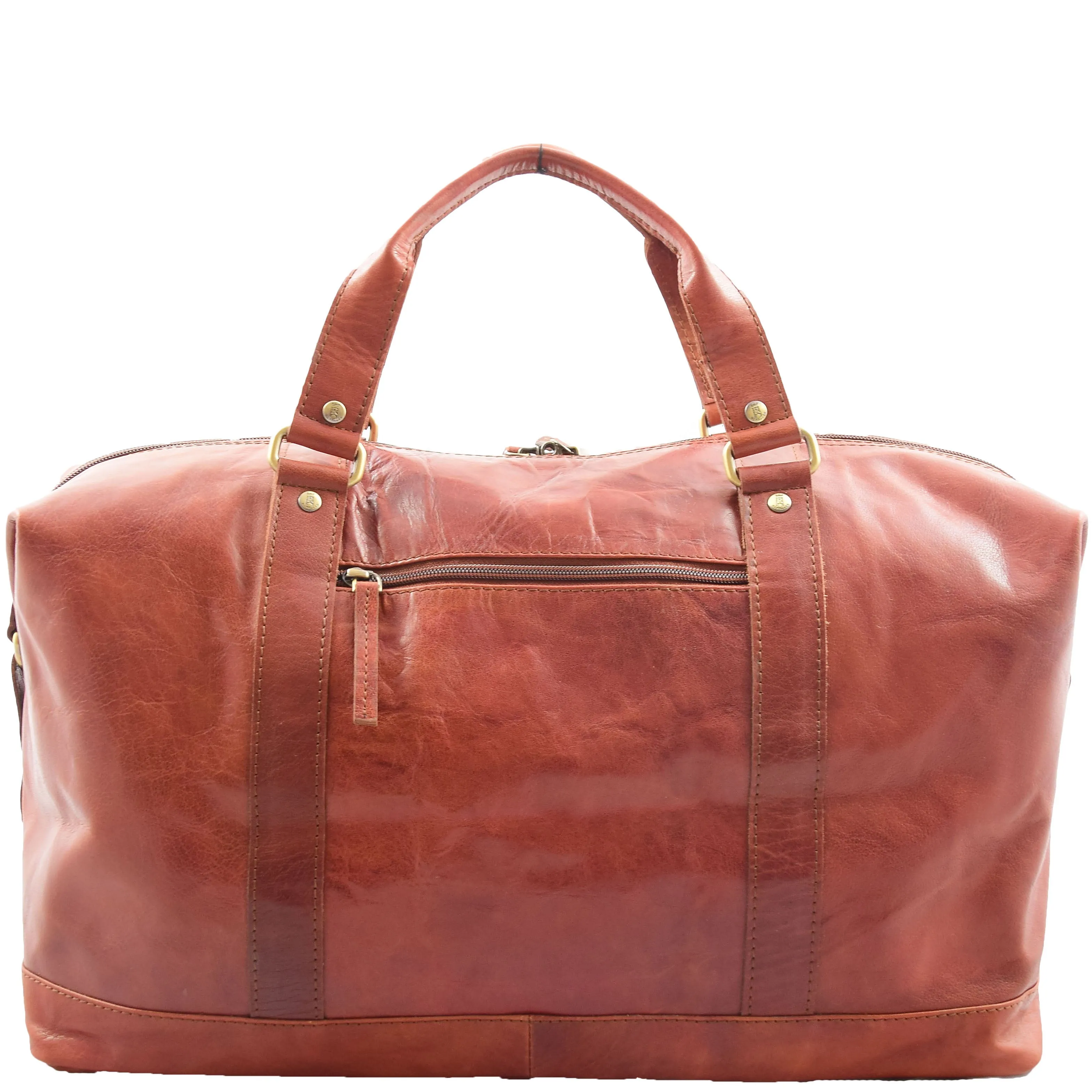 Real Leather Travel Holdall Large Duffle Bag Texas Tan