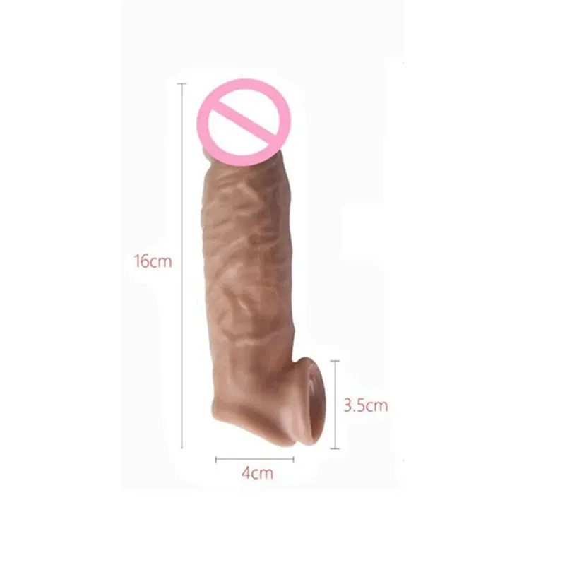 Realistic Penis Extension Cock Sleeve Reusable Silicone Penis Enlarger Enhancer