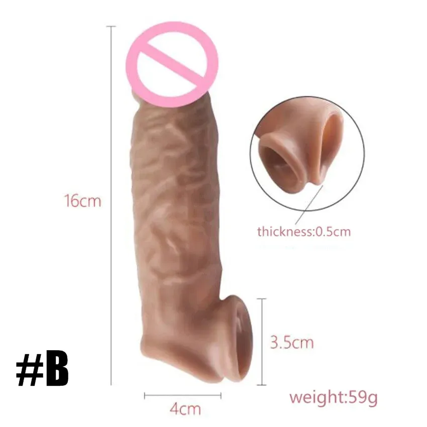 Realistic Penis Extension Cock Sleeve Reusable Silicone Penis Enlarger Enhancer