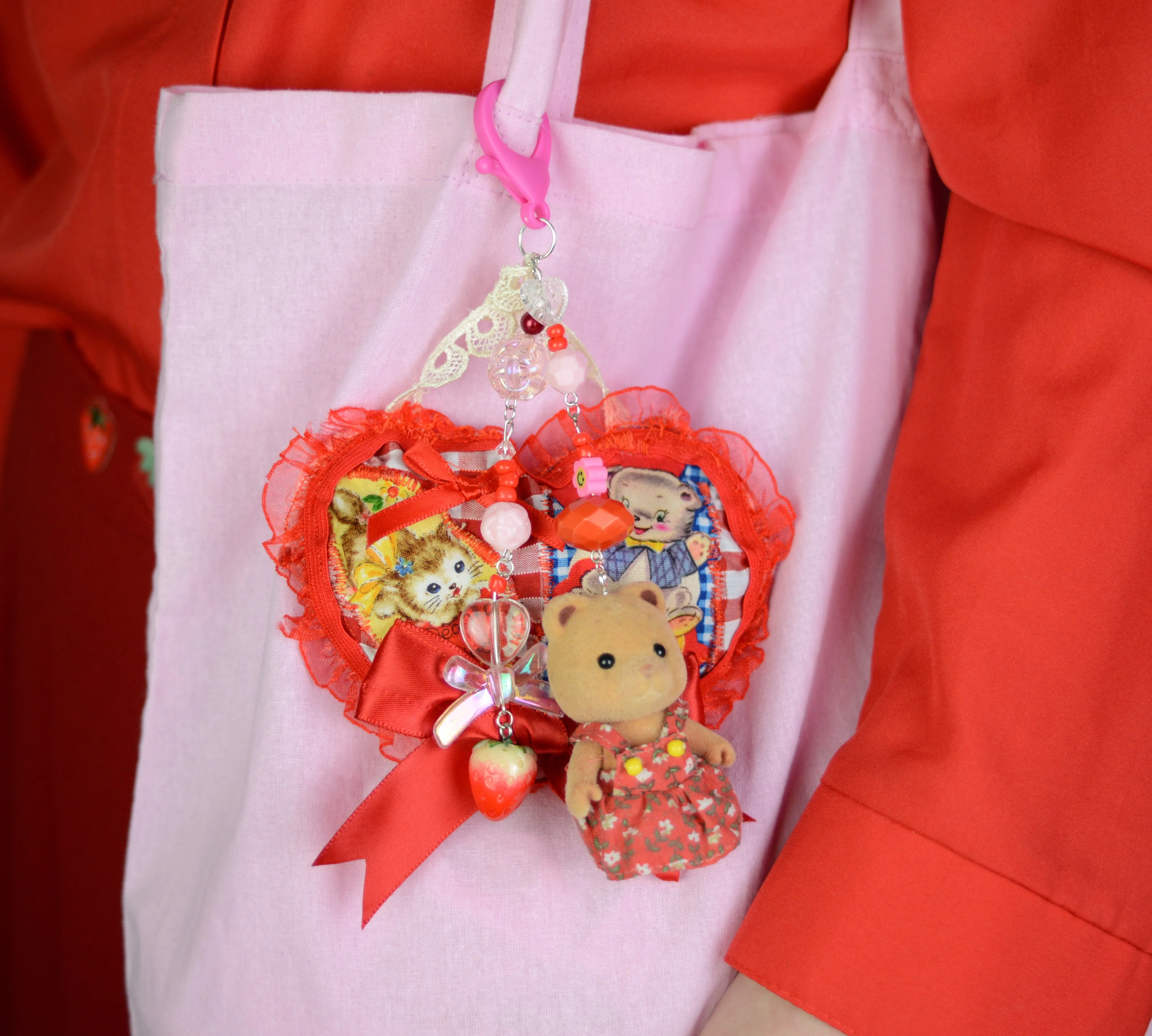 Recycled Fabric Bag charm- Bear