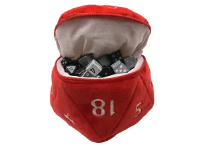 Red D20 Plush Dice Bag (6.5") | Zippered Dice Storage | UltraPro