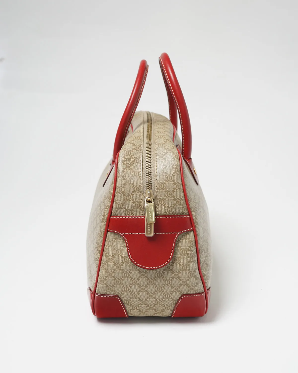 Red Piping Macadam Hand Bag