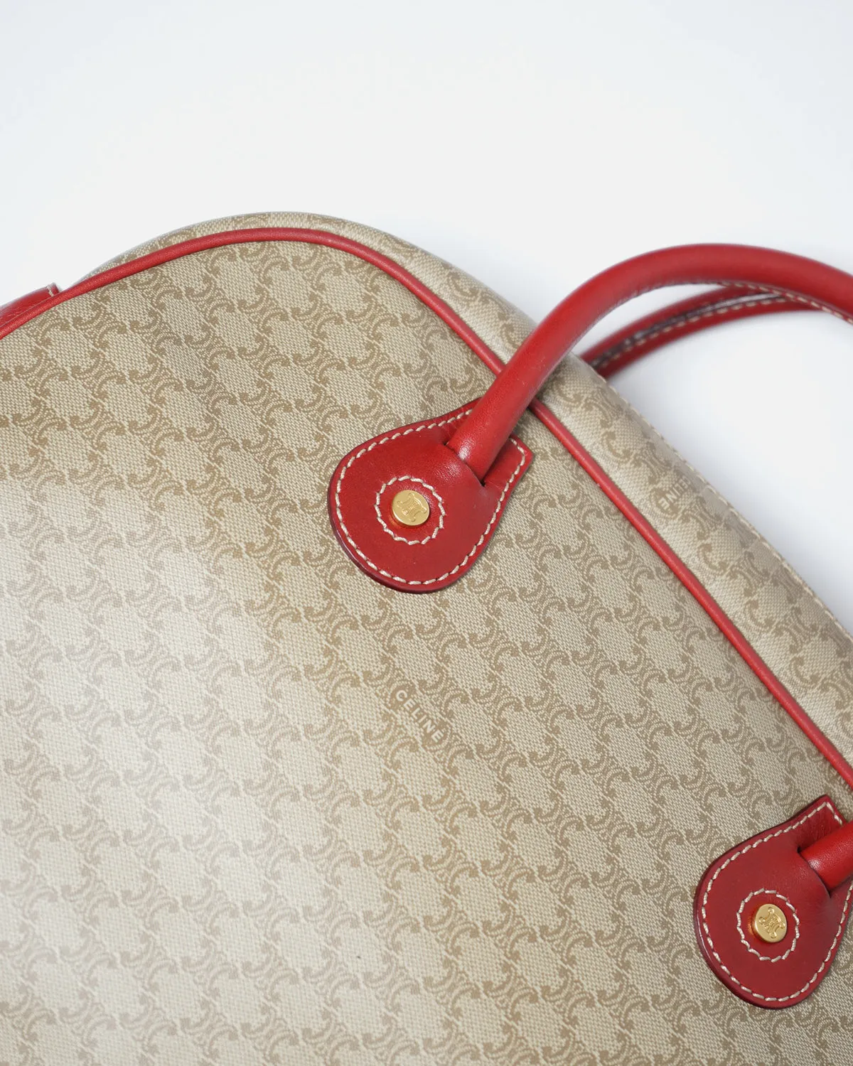 Red Piping Macadam Hand Bag