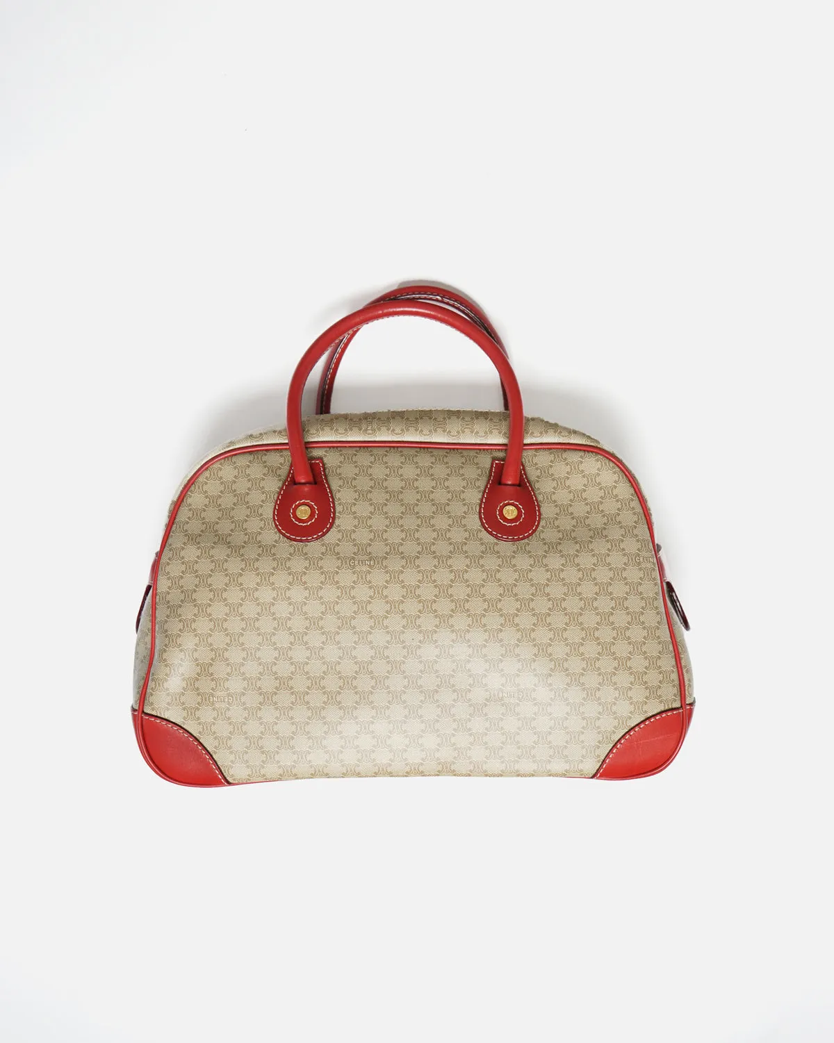 Red Piping Macadam Hand Bag