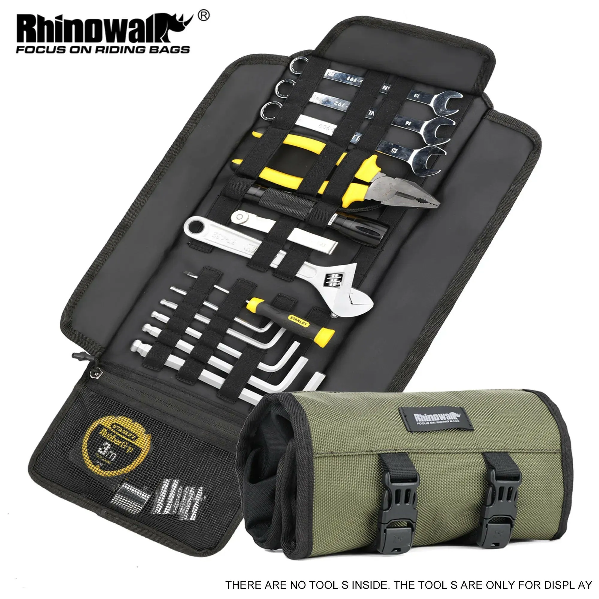 Rhinowalk Motorcycle Tool  Bag Roll Toolkit Saddle Bag Portable Repair Kit Storage Pouch Universal Large Capacity Side Tool Bag