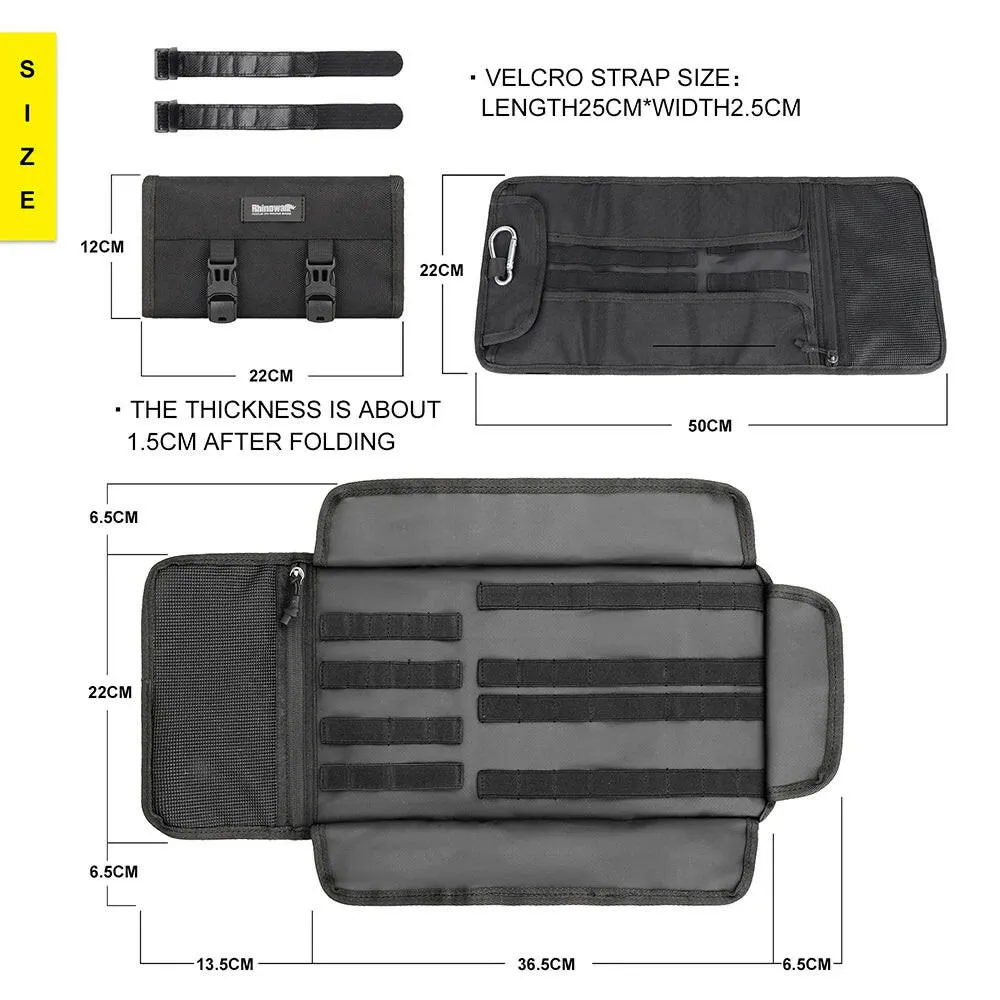 Rhinowalk Motorcycle Tool  Bag Roll Toolkit Saddle Bag Portable Repair Kit Storage Pouch Universal Large Capacity Side Tool Bag