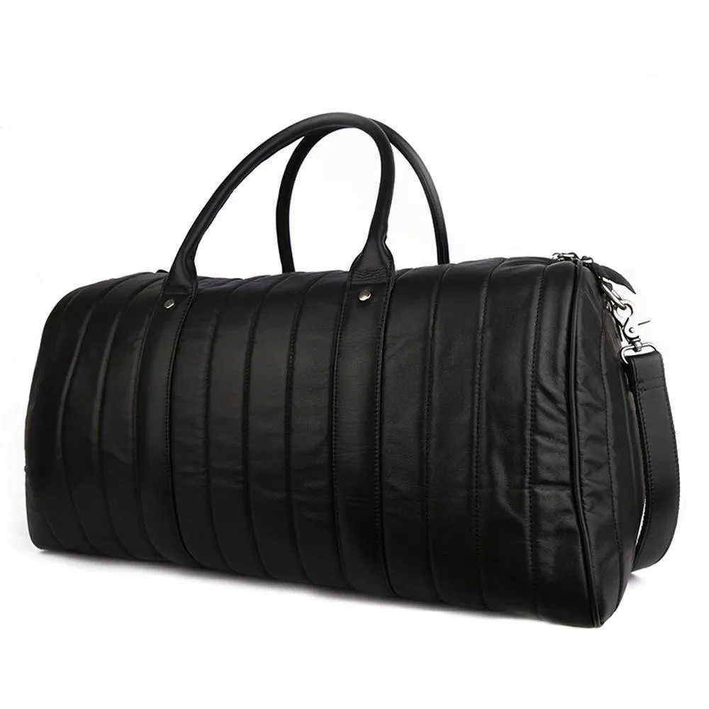 Rossie Viren Vintage Leather Pleated Duffel Travel Weekend Holdall Bags