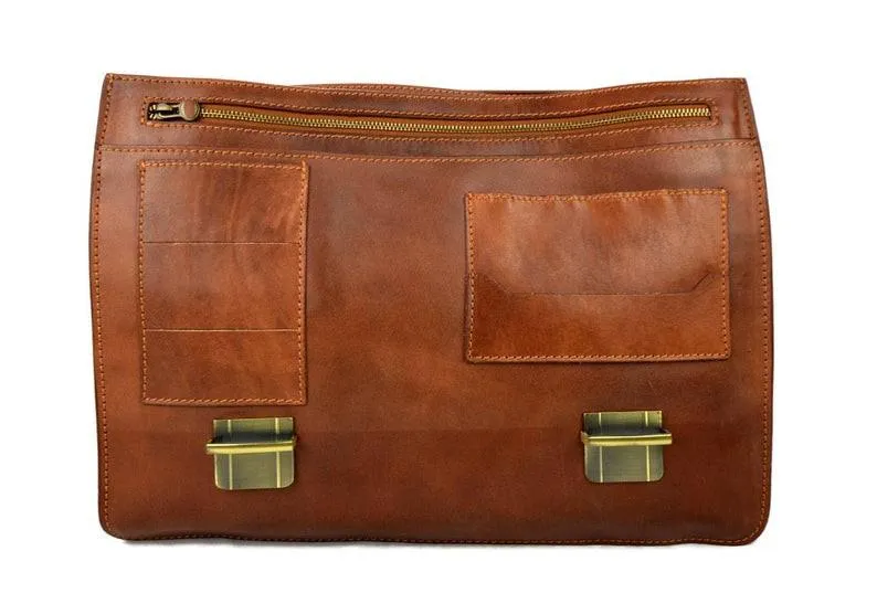 Royal Arch Chapter Briefcase - Genuine Brown Leather