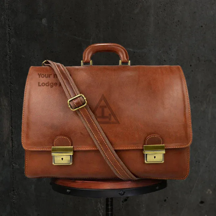 Royal Arch Chapter Briefcase - Genuine Brown Leather