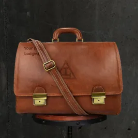 Royal Arch Chapter Briefcase - Genuine Brown Leather