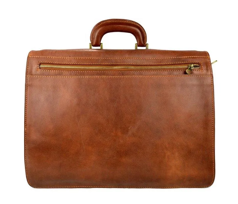 Royal Arch Chapter Briefcase - Genuine Brown Leather