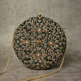 Shalimar Bag in Suka Green Silk Velvet