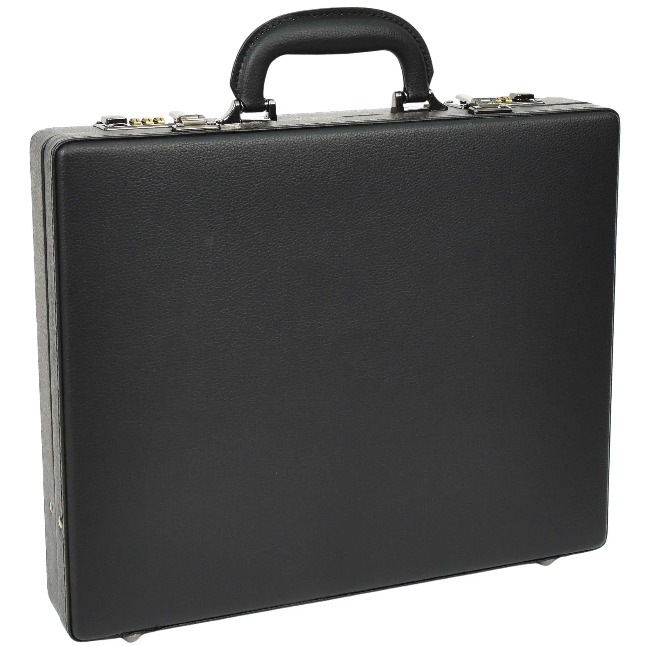 Slim Line Attache Case Black Briefcase Organiser Apex