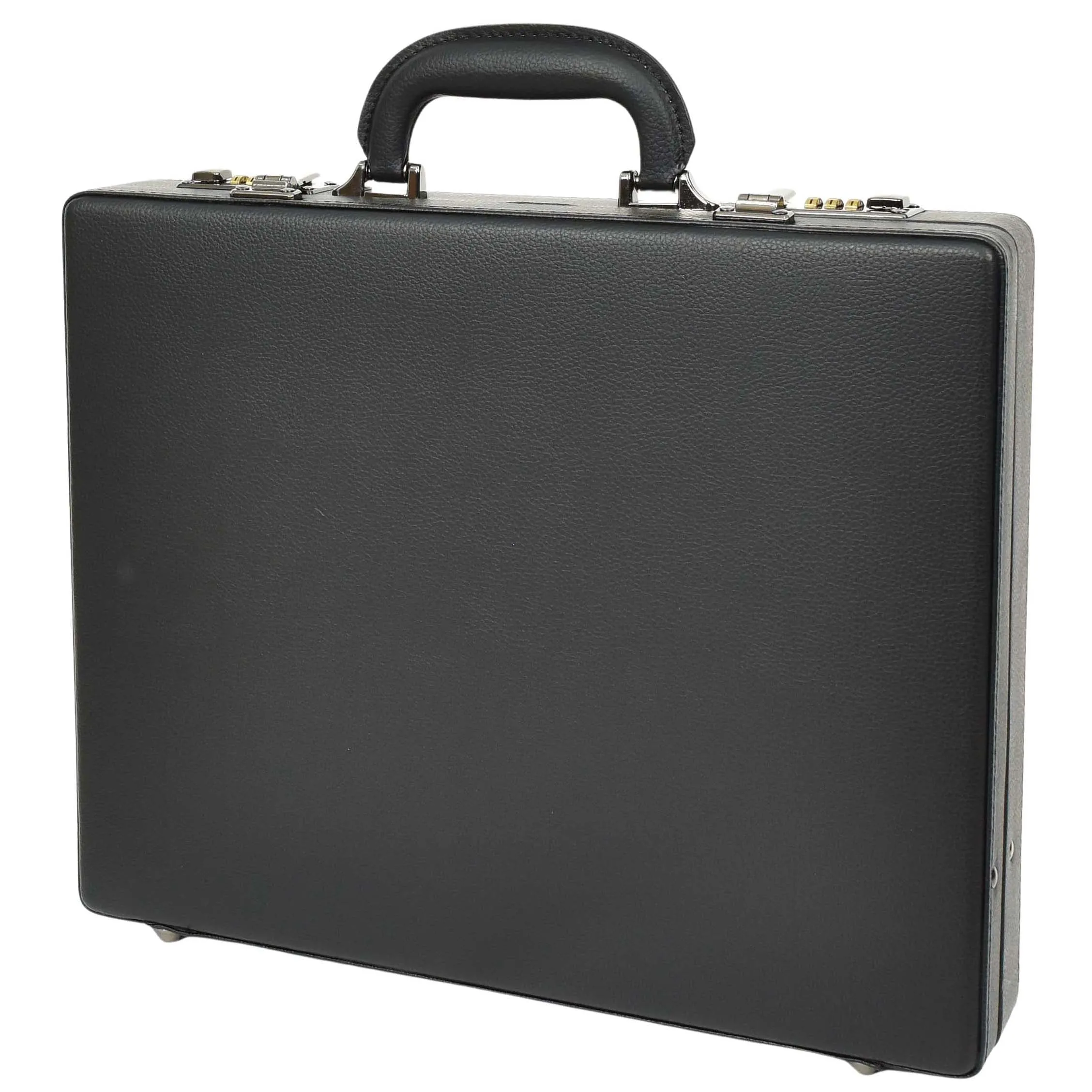 Slim Line Attache Case Black Briefcase Organiser Apex