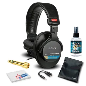 Sony MDR-7506 Headphones Professional Large Diaphragm Headphone Bundle with Headphone Cleaning Solution