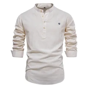 Spring Cotton Social Shirt Men Solid Color High Quality Long Sleeve Shirt for Men Lapel Casual Social Men's Shirts v2