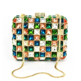 Squared Crystal Rhinestones Evening Bag