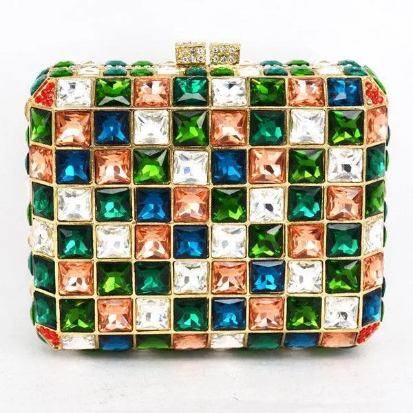 Squared Crystal Rhinestones Evening Bag