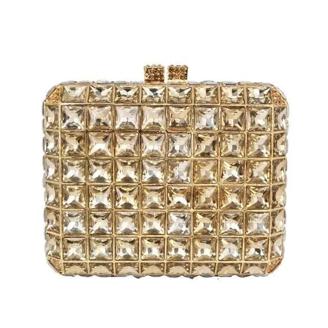 Squared Crystal Rhinestones Evening Bag