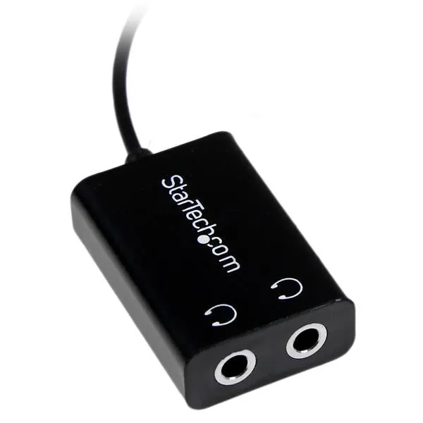 Startech.Com Black Slim Mini Jack Headphone Splitter Cable Adapter - 3.5Mm Audio Mini Stereo Y Splitter - 3.5Mm Male To