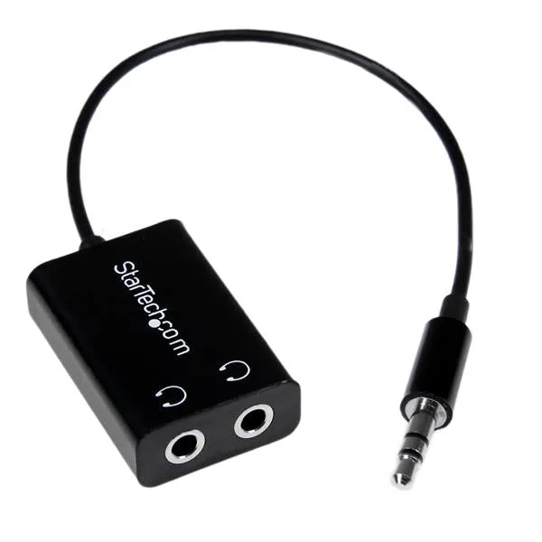 Startech.Com Black Slim Mini Jack Headphone Splitter Cable Adapter - 3.5Mm Audio Mini Stereo Y Splitter - 3.5Mm Male To