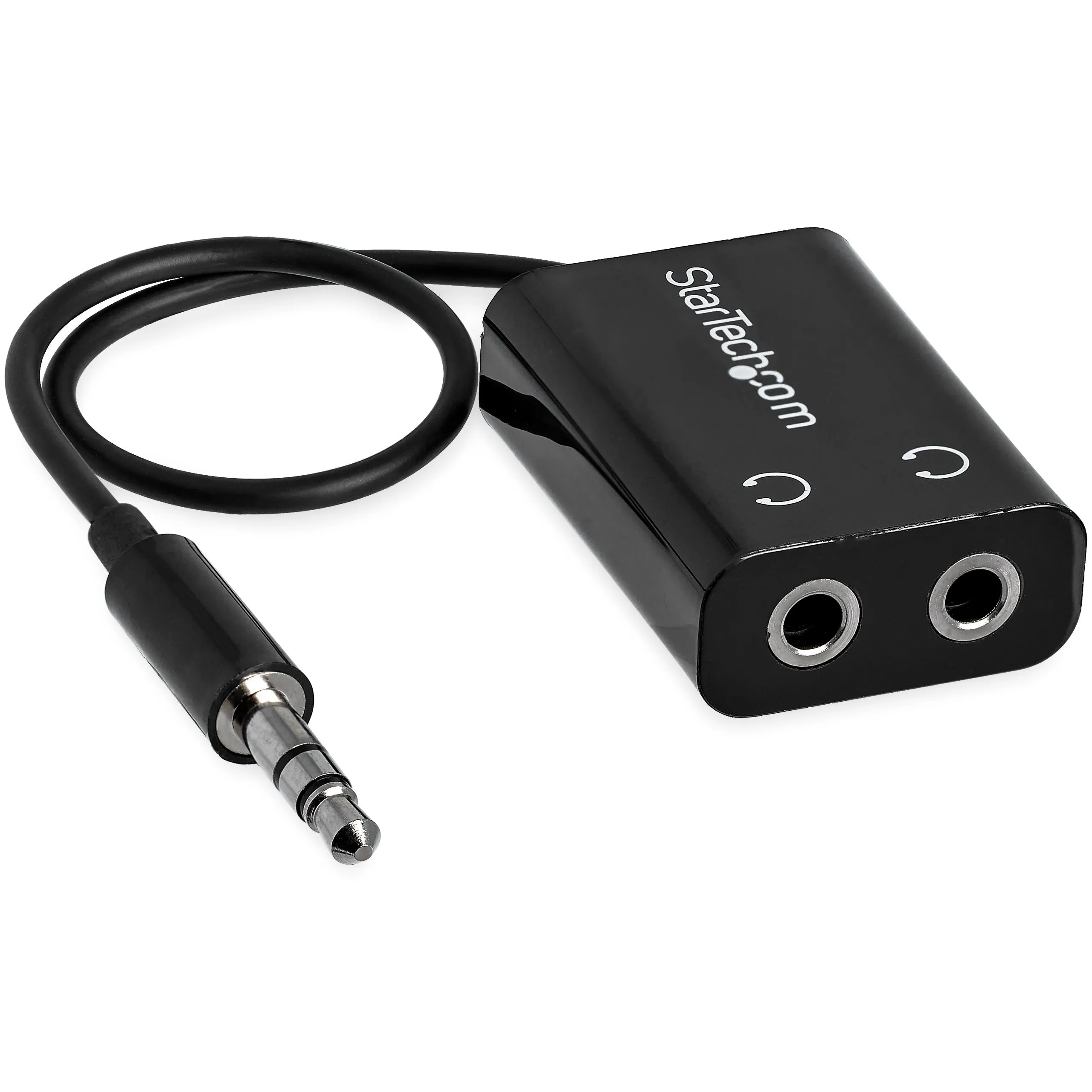 Startech.Com Black Slim Mini Jack Headphone Splitter Cable Adapter - 3.5Mm Audio Mini Stereo Y Splitter - 3.5Mm Male To