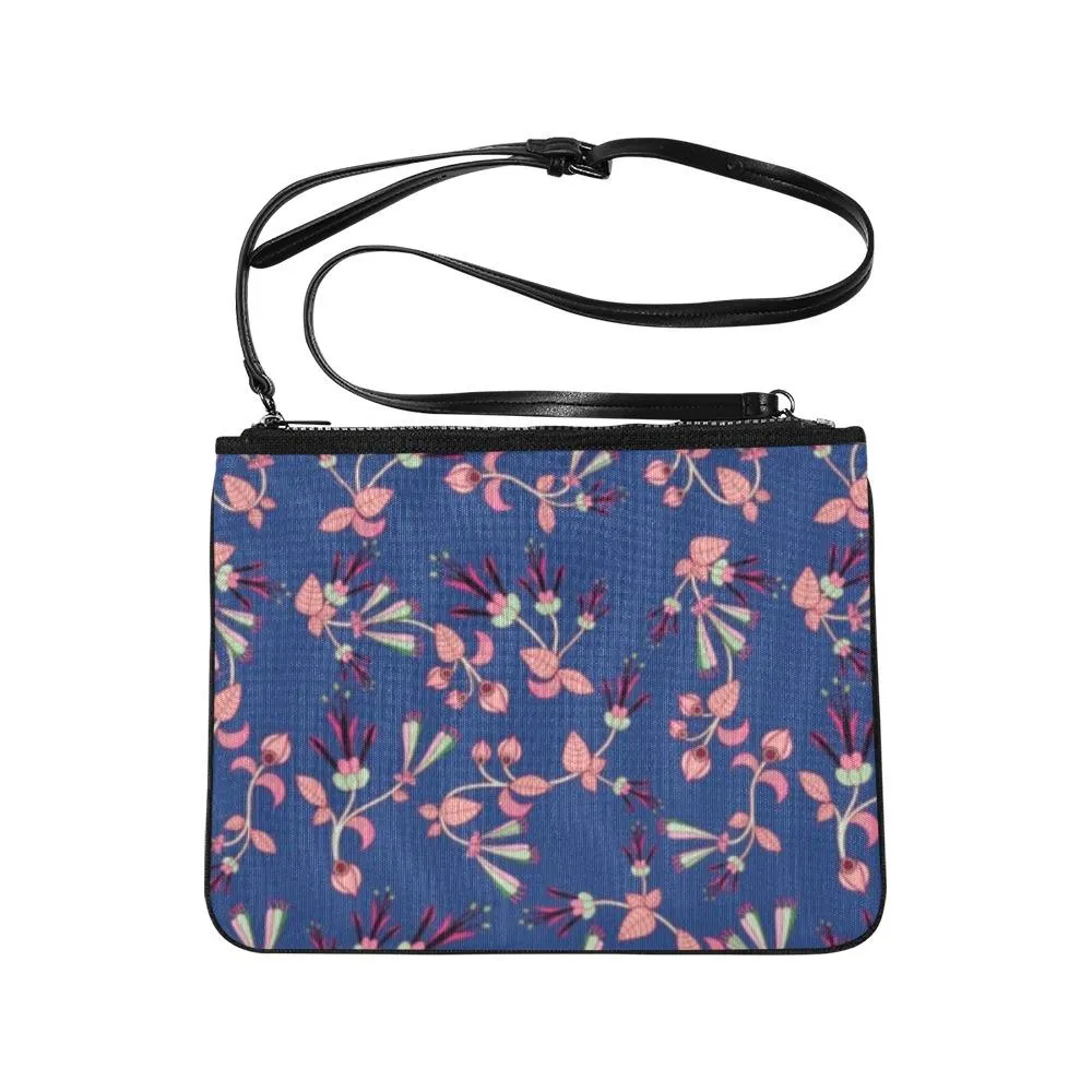 Swift Floral Peach Blue Slim Clutch Bag