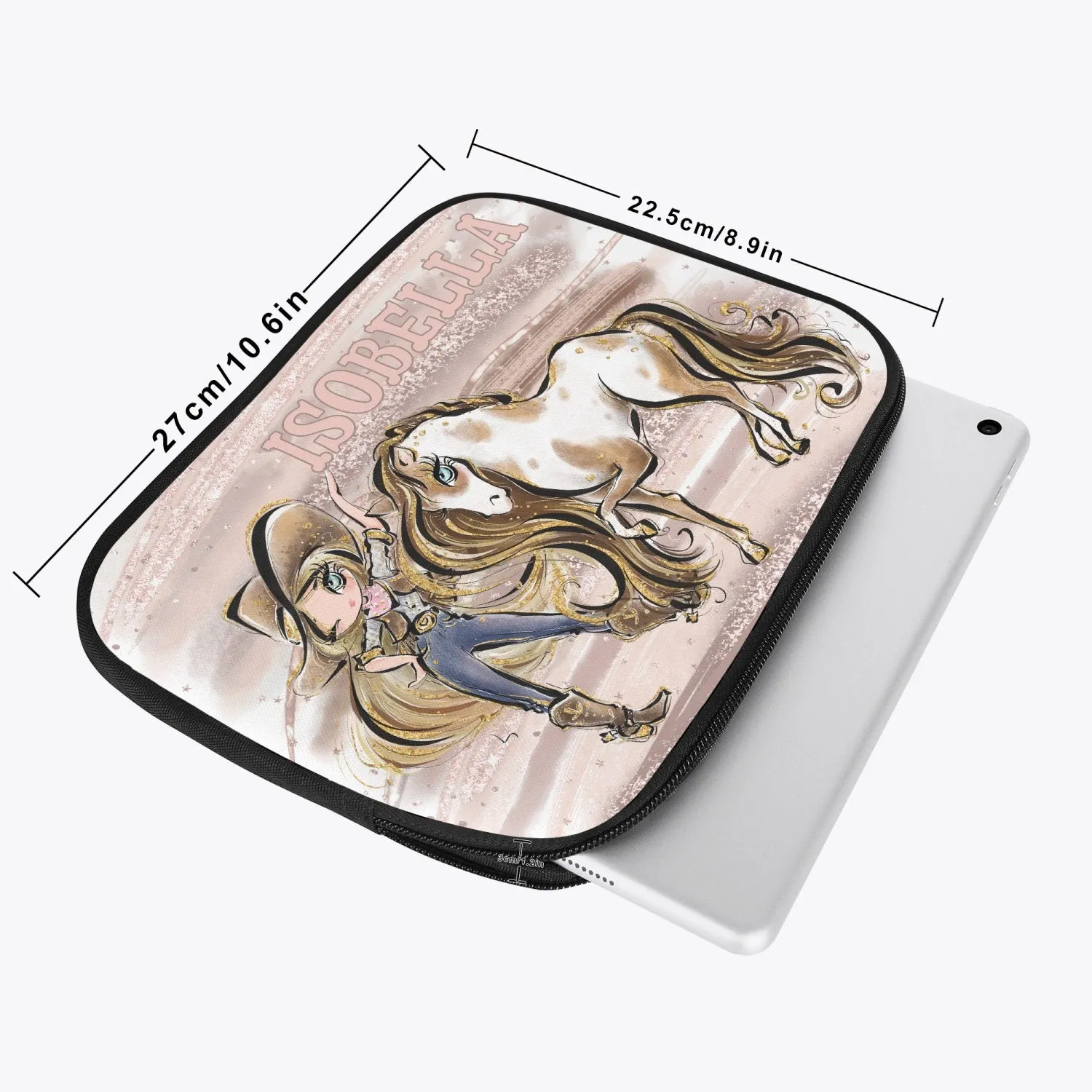 Tablet Sleeve, Howdy, Cowgirl and Horse, Blonde Hair, Blue Eyes