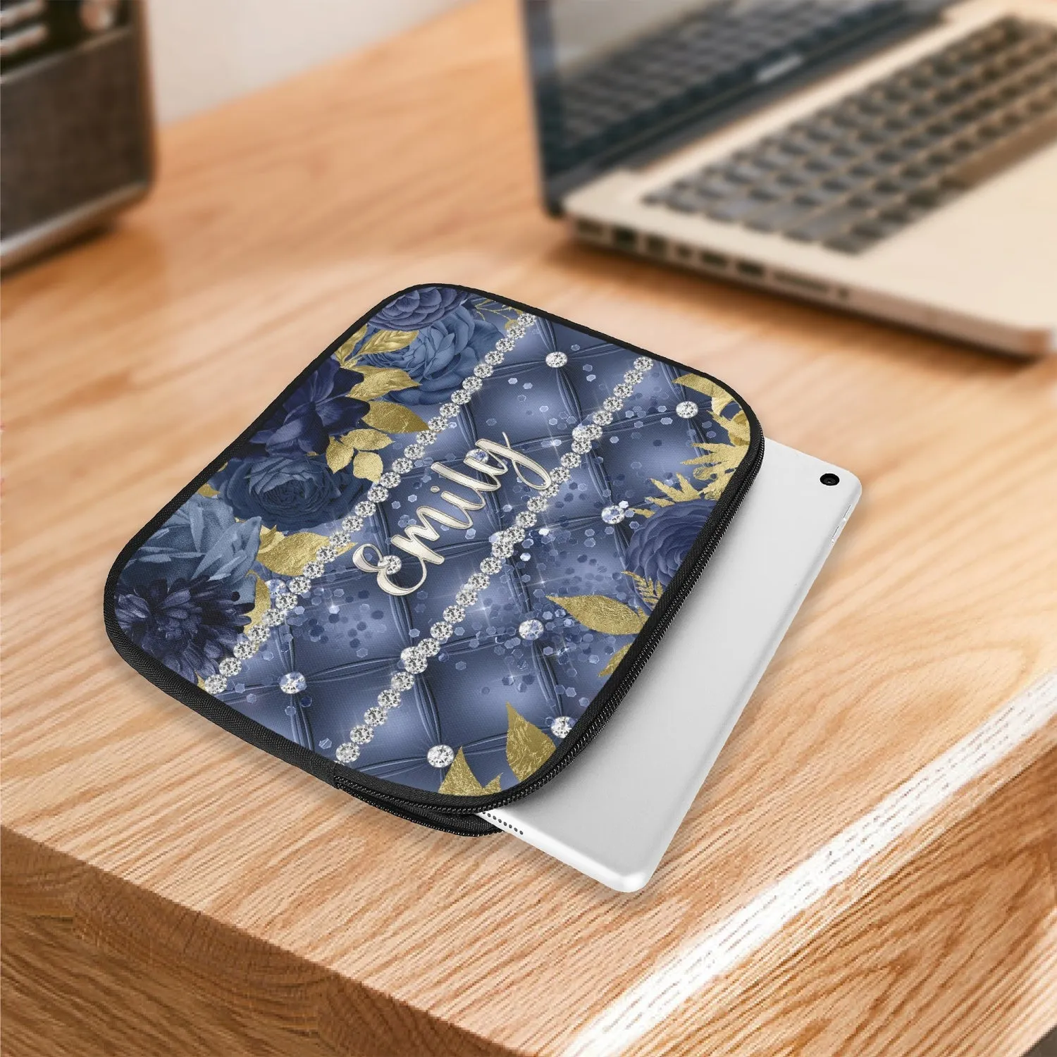 Tablet Sleeve - Navy Floral - Personalised