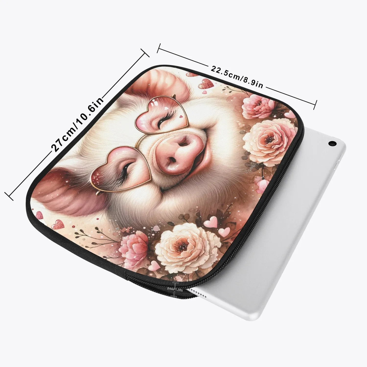 Tablet Sleeve - Pig with Rose coloured glasses, awd- 626