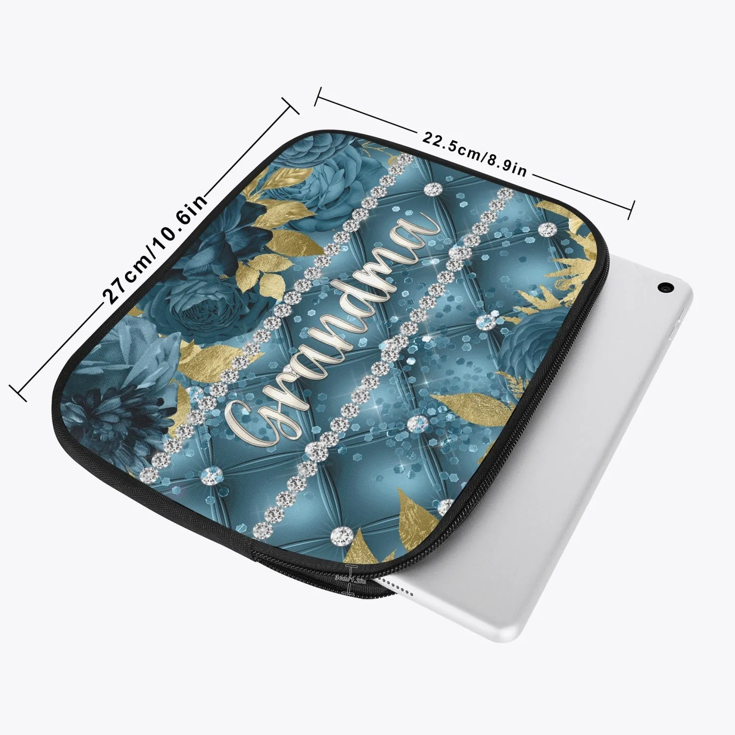 Tablet Sleeve - Teal Floral - Grandma