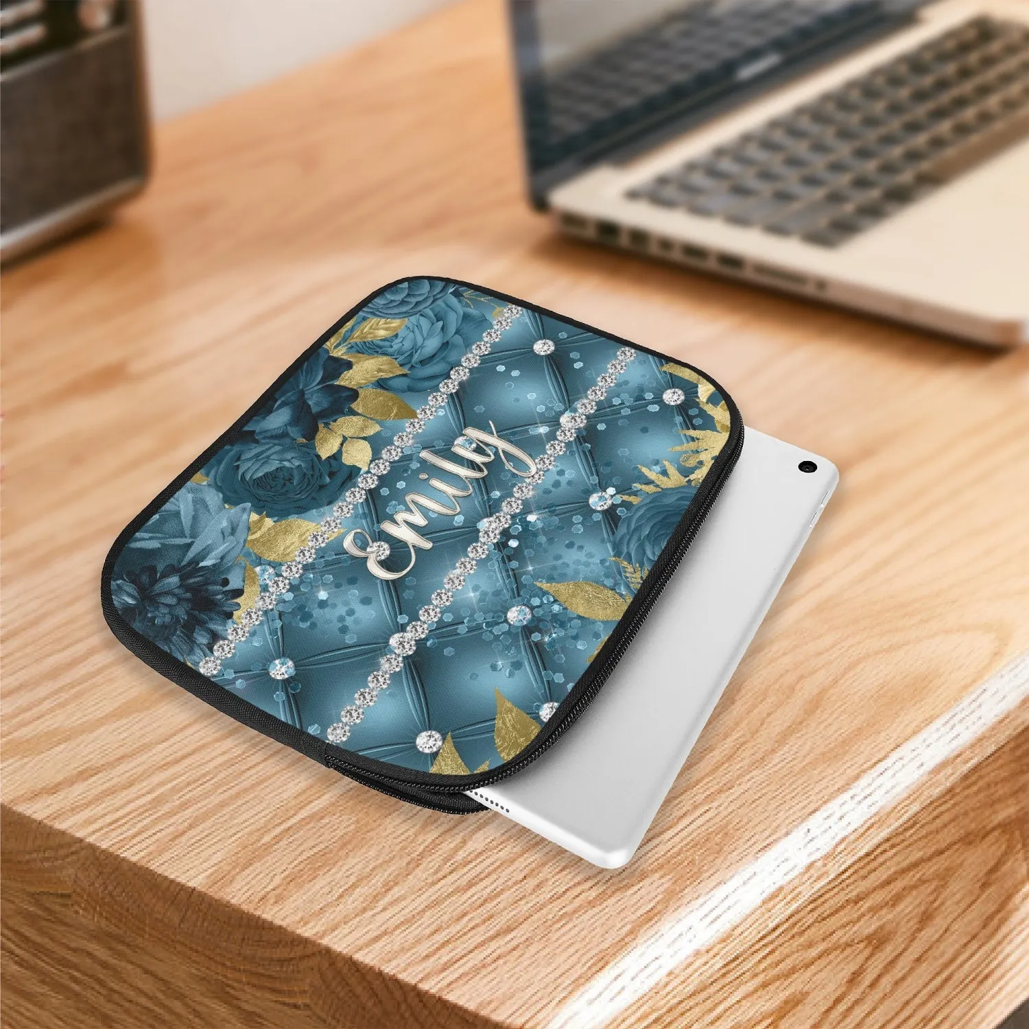 Tablet Sleeve - Teal Floral - Personalised