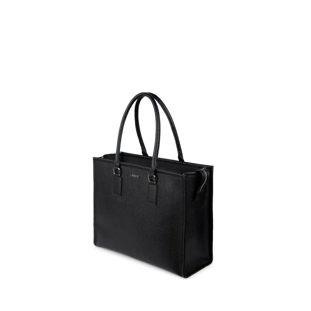 The Valentina - 2-in-1  Black Vegan Leather Tote Bag