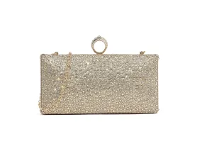 TOVA SMALL CLUTCH DIAMANTE BAG IN GOLD