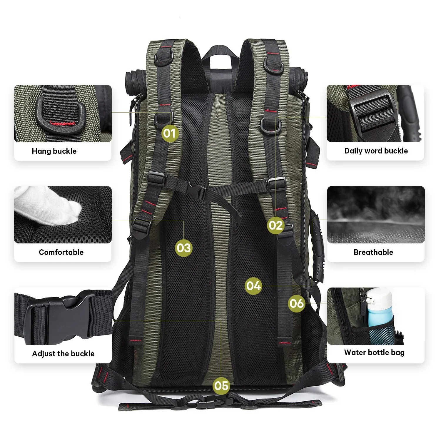 Travel Backpack for Men Women Waterproof Hiking Backpacks 40L-50L