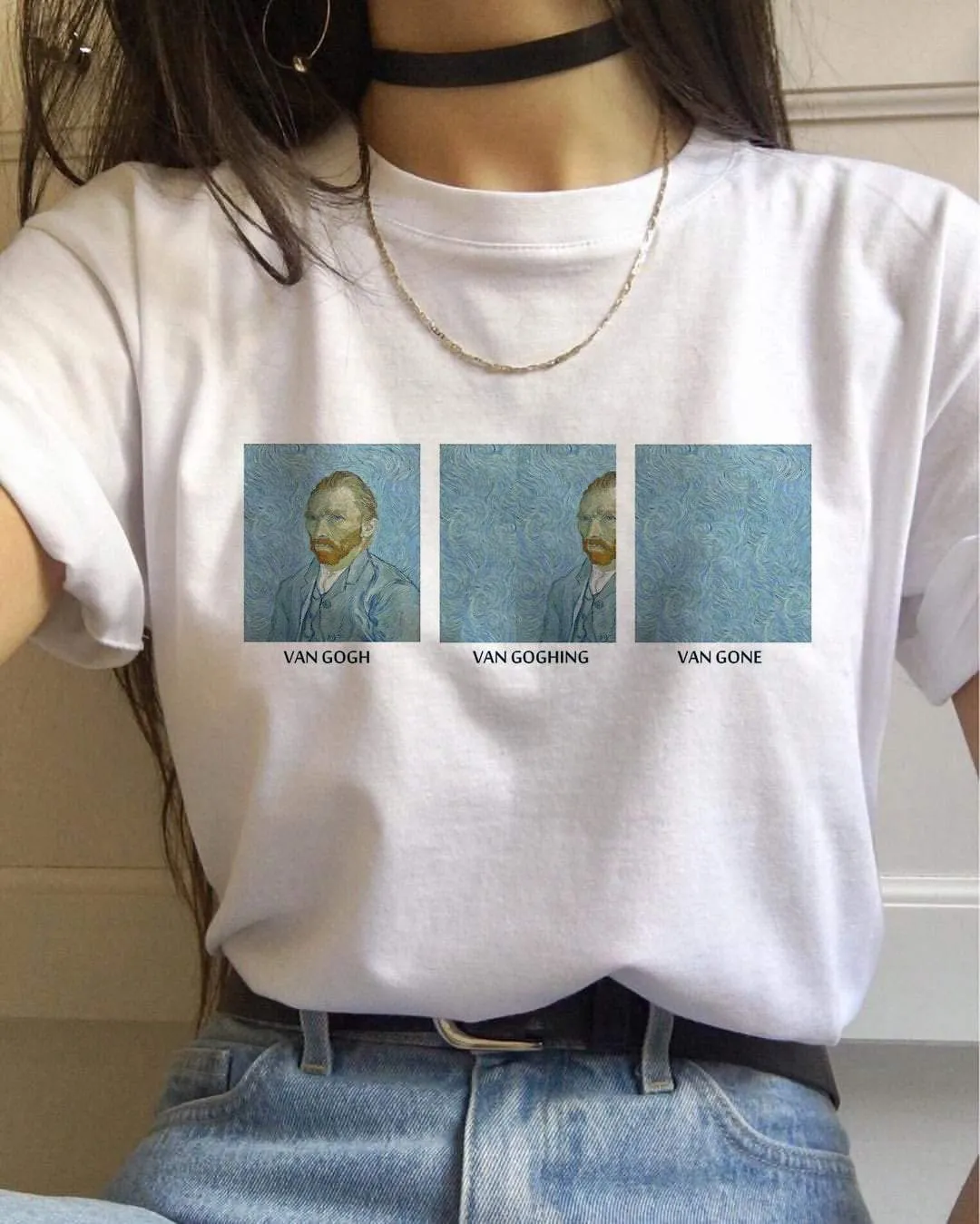 Van Gogh Meme Tumblr Aesthetic Casual White T-Shirt