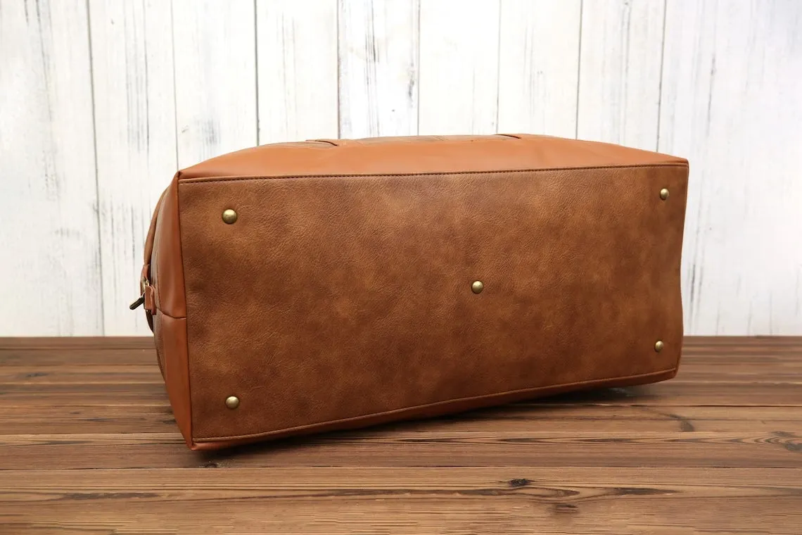 Vegan Leather Duffle Bag, Large Travel Bag, Mens Leather Weekend Bag, Personalized Outdoor Bag, Holdall Bag, Best Gift For Him