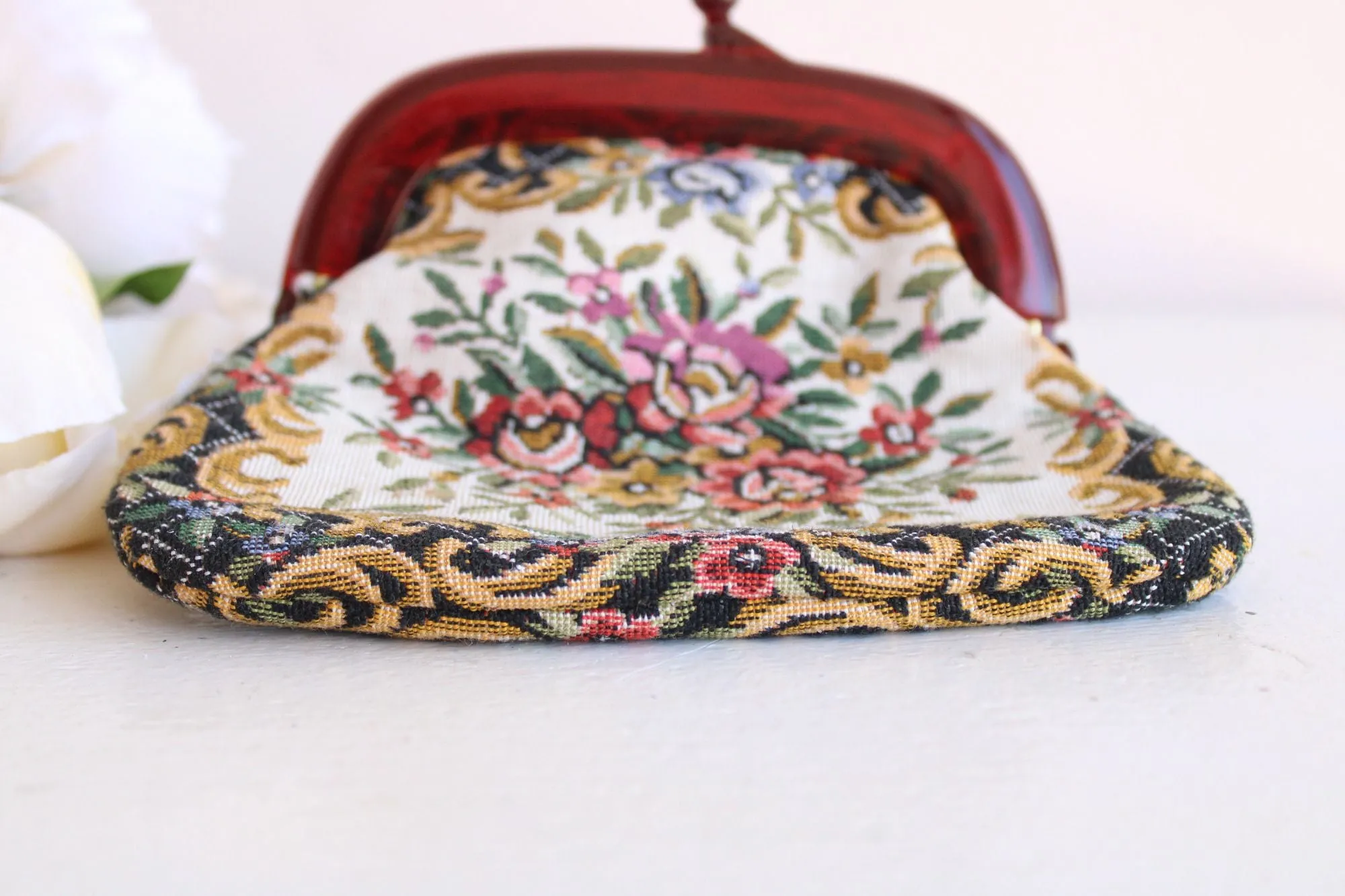 Vintage 1960s Tapestry Clutch Purse by Rimco