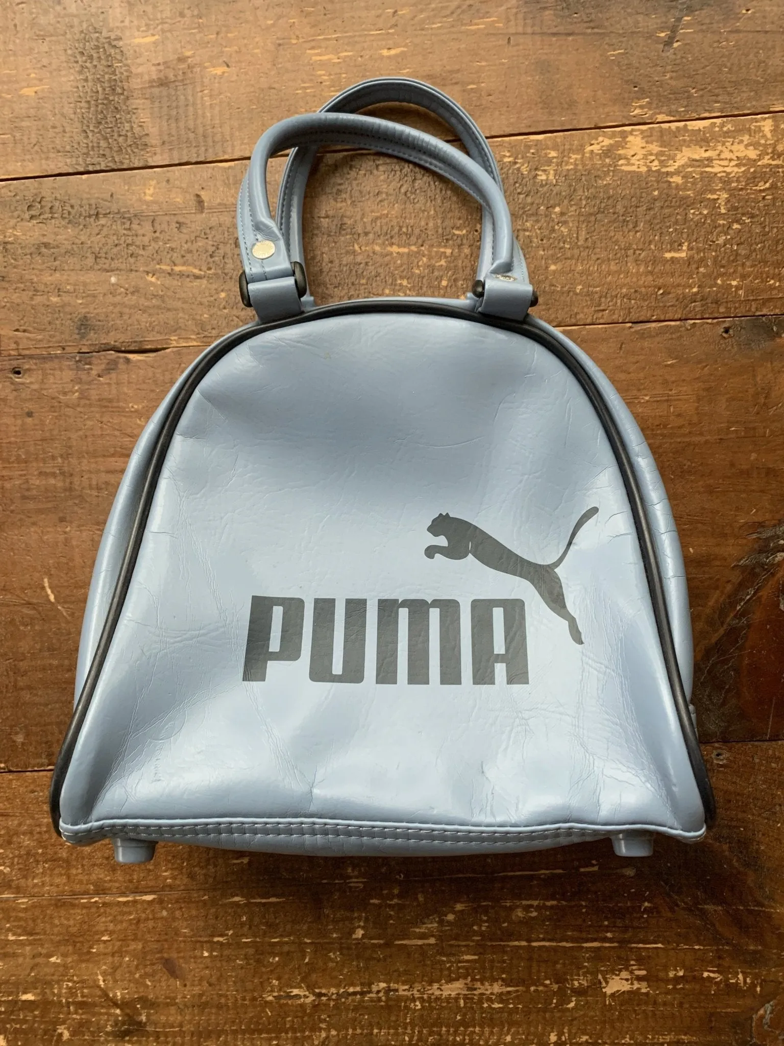 Vintage Blue Handbag from Puma. Mini Bowling or Gym Bag Style. Preppy Purse perfect for Fall.