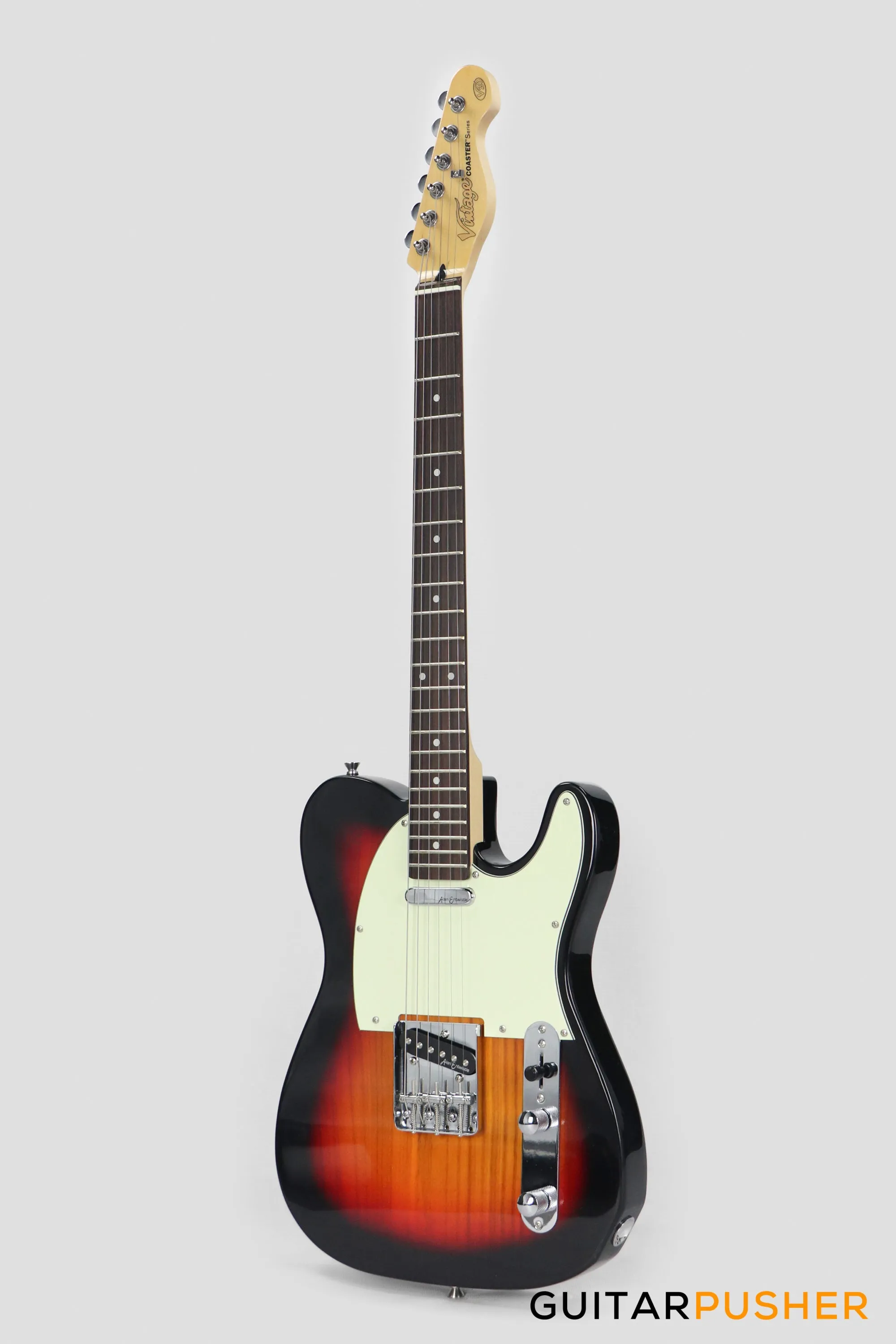 Vintage Coaster Series V20 T-Style Electric Guitar w/ Kinsman 10-Watt Amplifier, Gig Bag, & Accessories - 3-Tone Sunburst