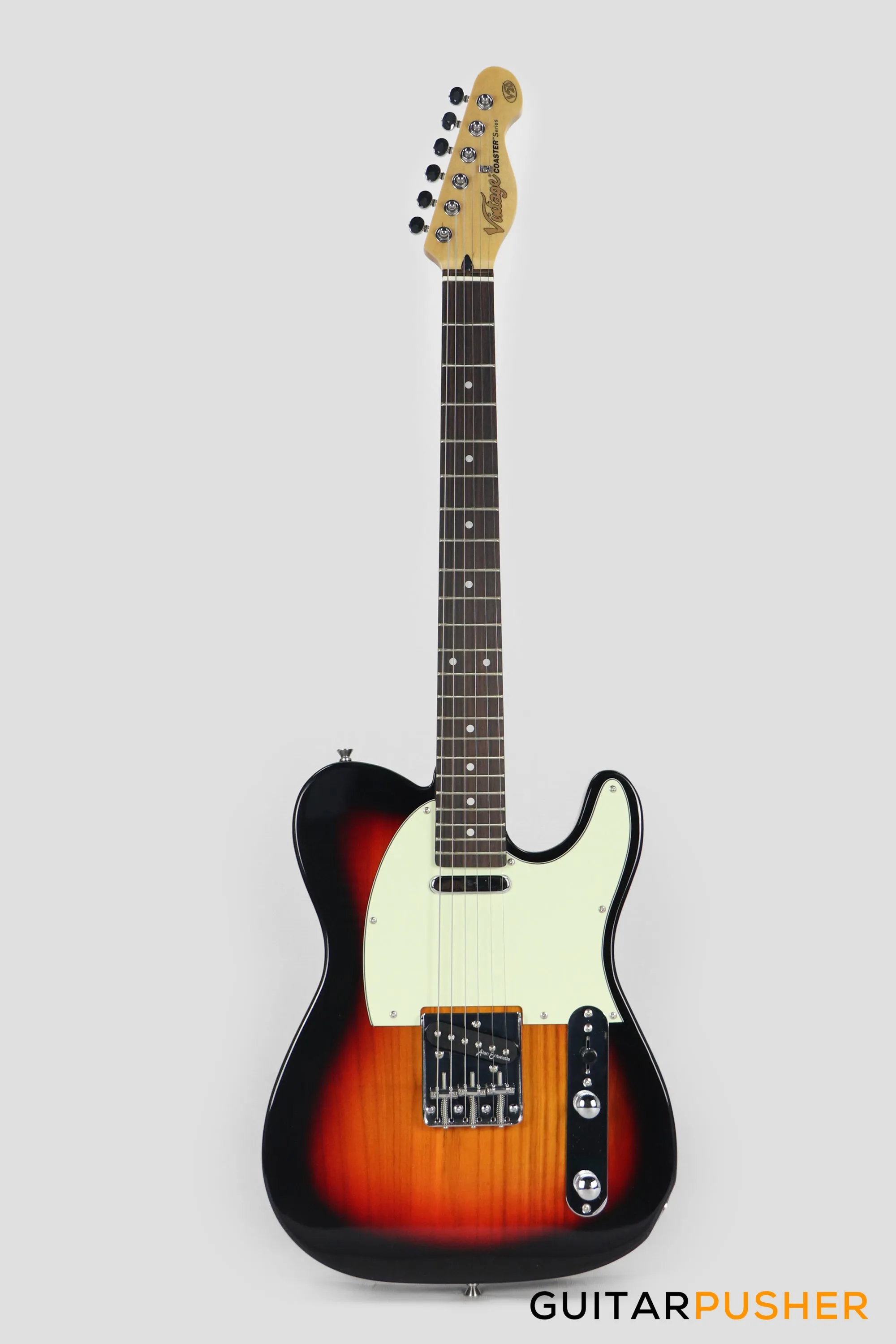 Vintage Coaster Series V20 T-Style Electric Guitar w/ Kinsman 10-Watt Amplifier, Gig Bag, & Accessories - 3-Tone Sunburst