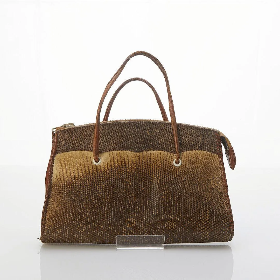 Vintage Leather Snake Skin Brown Tonal Handbag