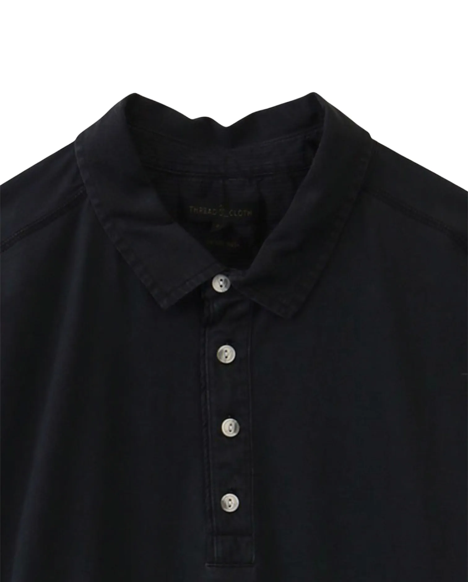 Washed Vintage Polo Long Sleeve - Black